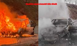 Elazığ’da yanan otomobil küle döndü