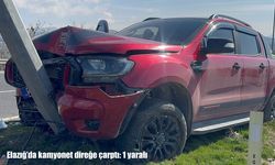 Elazığ’da kamyonet aydınlatma direğine çarptı: 1 yaralı