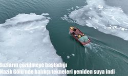 Nazik Gölü’nde Buzlar Eridi, Tekneler Av İçin Suya İndi