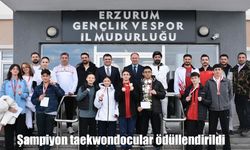 Erzurumlu şampiyon taekwondocular ödüllendirildi