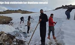 Ağrı Dağı eteklerinde kar depolama mesaisi