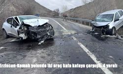 Erzincan’da iki otomobil kafa kafaya çarpıştı: 4 yaralı