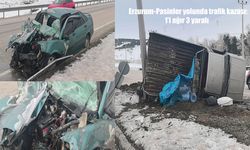 Erzurum’da otomobil ile kamyonet çarpıştı: 1’i ağır 3 yaralı
