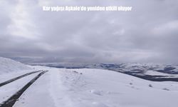 Aşkale'de kar yağışı yeniden etkili oldu