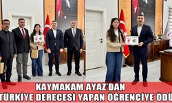 Korkut kaymakamı Ayaz’dan Türkiye Üçüncüsü Nupelda’ya ödül