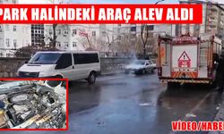 Muş'ta park halindeki araç alev aldı
