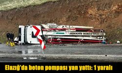 Elazığ’da Beton Pompası Devrildi: 1 yaralı