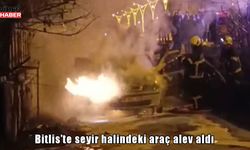 Seyir halindeki araç bir anda alev aldı