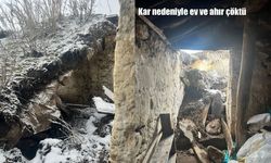 Ardahan’da kar yağışı nedeniyle ev ve ahır çöktü