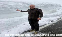 Kış geri döndü: Nisan ortasında Kars-Erzurum karayolu beyaza gömüldü