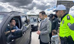 Kaymakam Oğuztürk bayram öncesi trafik denetimine katıldı