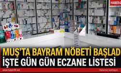 Muş’ta bayramın ilk günü hangi eczaneler açık?