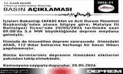 Elazığ Valiliği’nden deprem açıklaması: "Herhangi bir hasar ihbarı yok"