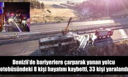 Bariyerlere çarpan yolcu otobüsü yandı: 8 ölü, çok sayıda yaralı var