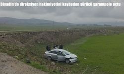 Diyadin’de kontrolden çıkan otomobil şarampole uçtu