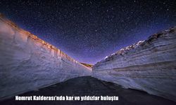 Nemrut Kalderası'nda kar ve yıldızlar buluştu