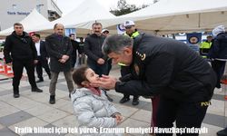 Trafik bilinci için tek yürek: Erzurum Emniyeti Havuzbaşı’ndaydı