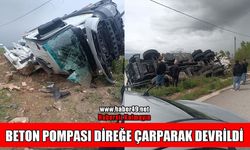 Muş- Bingöl karayolunda beton pompası devrildi