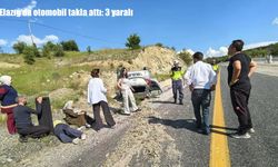 Elazığ’da direksiyon hakimiyetini kaybeden otomobil takla attı: 3 yaralı