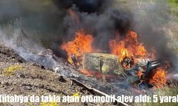 Kütahya’da takla atan otomobil alev aldı: 1’i ağır 5 yaralı