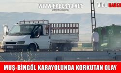 Muş-Bingöl karayolunda alev alan pikap facianın eşiğinden döndü