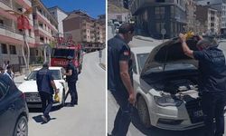 Aracın kaportasına sıkışan yavru kedi kurtarıldı
