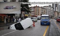Başkentte şiddetli yağış hayatı durdurdu: Otomobil çöken yola düştü
