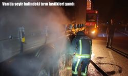 Van'da seyir halindeki tırın lastikleri yandı