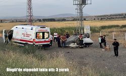 Bingöl'de otomobil takla attı: 3 yaralı