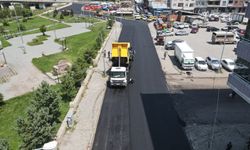 Belediye ekiplerinin asfalt çalışmaları drone ile havadan görüntülendi