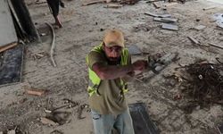 Erzurum’da dronu gören işçinin şaşkınlığı kamerada