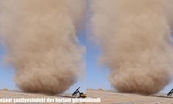 İnşaat şantiyesindeki dev hortum görüntülendi