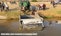 Kontrolden çıkan kamyonet su kanalına düştü