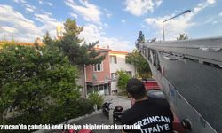 Erzincan’da çatıdaki kedi itfaiye ekiplerince kurtarıldı