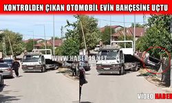 Muş’ta otomobil evin bahçesine uçtu
