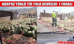 Muş’ta karpuz yüklü TIR devrildi: 1 yaralı