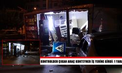 Malatya’da kontrolden çıkan otomobil konteyner iş yerine daldı: 1 yaralı