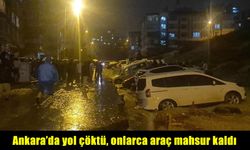 Sağanak sonrası yol çöktü: Onlarca araç mahsur kaldı