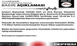 Elazığ’da hissedilen deprem sonrası valilikten açıklama