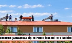 Tercan’da çatıya çıkan kişi ekiplerin ikna çabasıyla indirildi