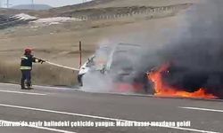 Erzurum'da seyir halindeki çekicide yangın: Maddi hasar meydana geldi