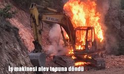 Erzurum’da iş makinesi alev topuna döndü
