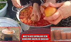 Muş’ta odun ateşinde kışlık konserve hazırlığı başladı