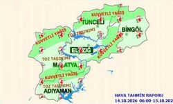 Elazığ için kuvvetli yağış uyarısı