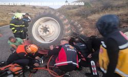 Erzincan’da traktörün altında sıkışan sürücüyü kurtarıldı
