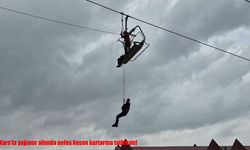 Kars’ta yağmur altında nefes kesen kurtarma tatbikatı!