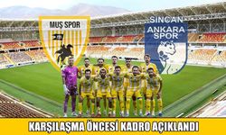 Muşspor-Ankaraspor maçının ilk 11’leri belli oldu