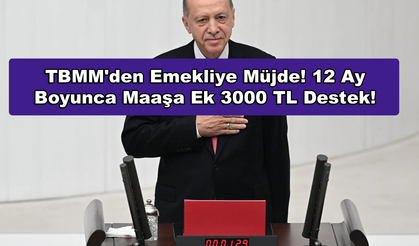 TBMM'den Emekliye Müjde! 12 Ay Boyunca Maaşa Ek 3000 TL Destek!