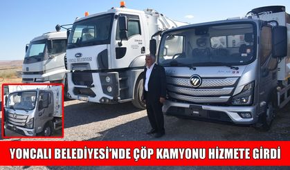 Yoncalı Belediyesi’ne hibe edilen yeni çöp kamyonu hizmete girdi
