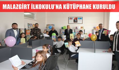 Malazgirt İlkokulu'na gönüllülerin desteğiyle kütüphane kuruldu